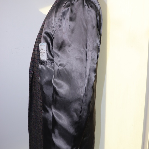 Vintage Mens Bespoke Checked Handwoven Donegal Tweed Wool Double Breasted Jacket - Picture 9 of 14